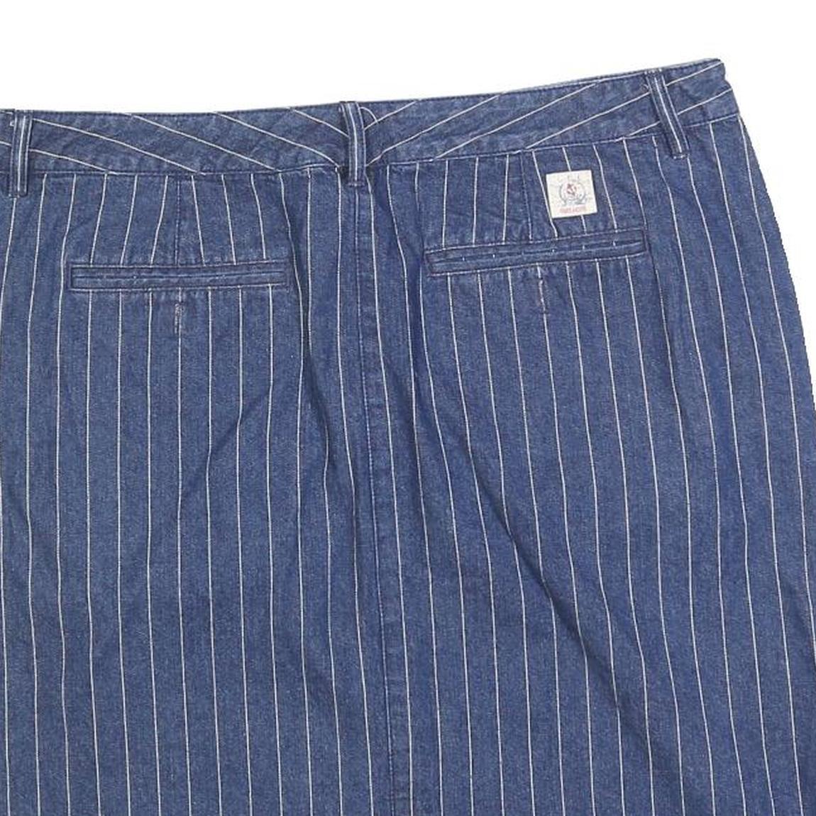 LAUREN RALPH LAUREN Womens Blue Denim Striped Pencil Knee Length Cotton Blend