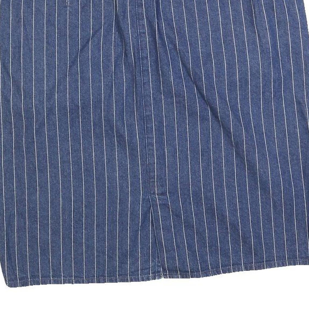 LAUREN RALPH LAUREN Womens Blue Denim Striped Pencil Knee Length Cotton Blend