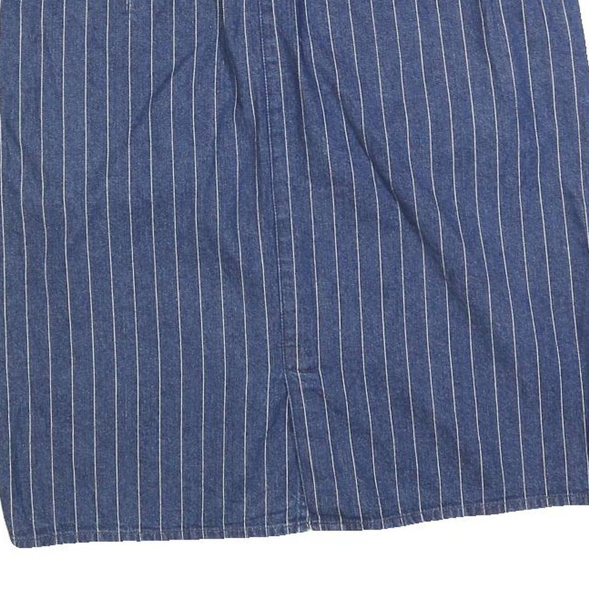 LAUREN RALPH LAUREN Womens Blue Denim Striped Pencil Knee Length Cotton Blend