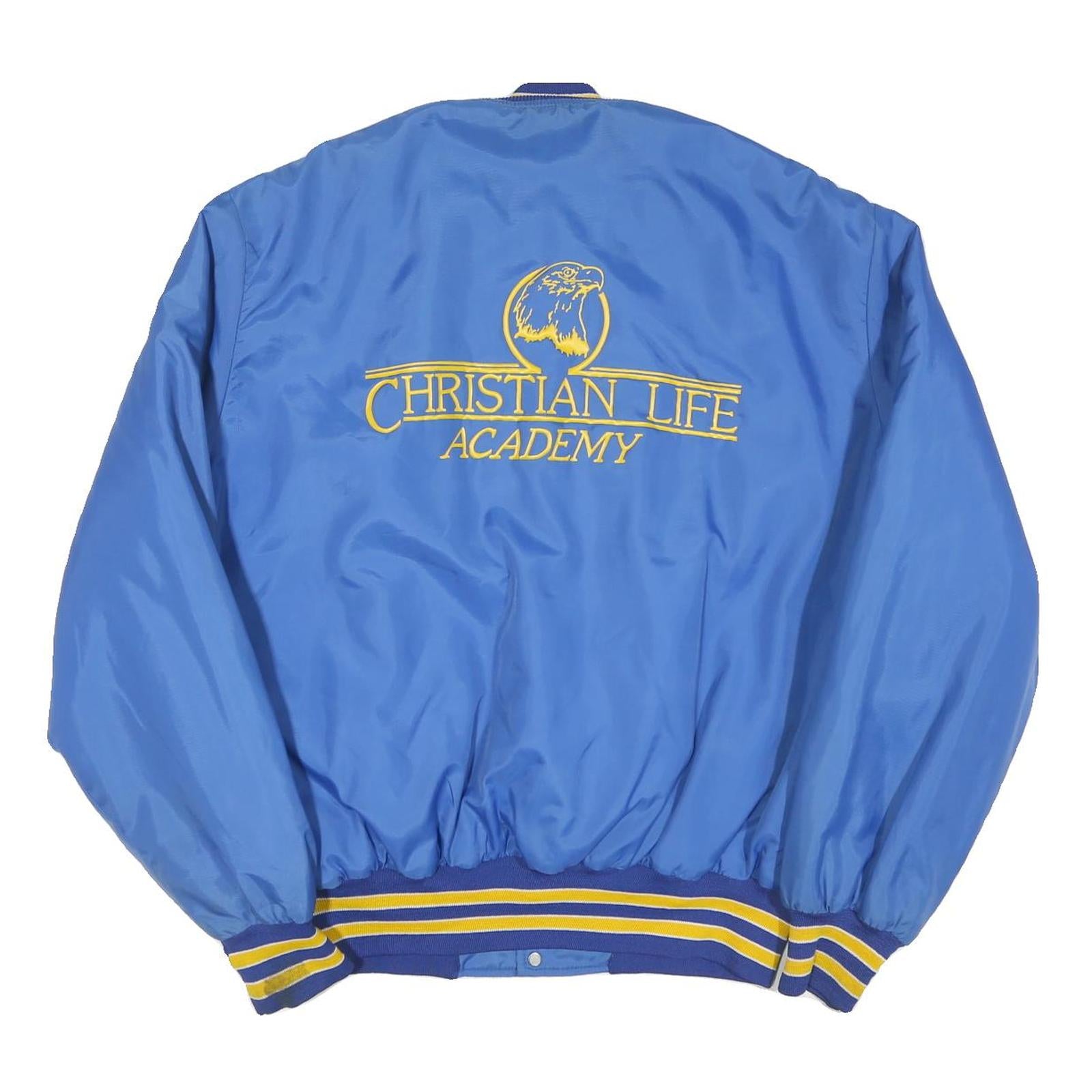 HOLLOWAY Mens Blue & Yellow Christian Life Academy Button Jacket XL Polyester