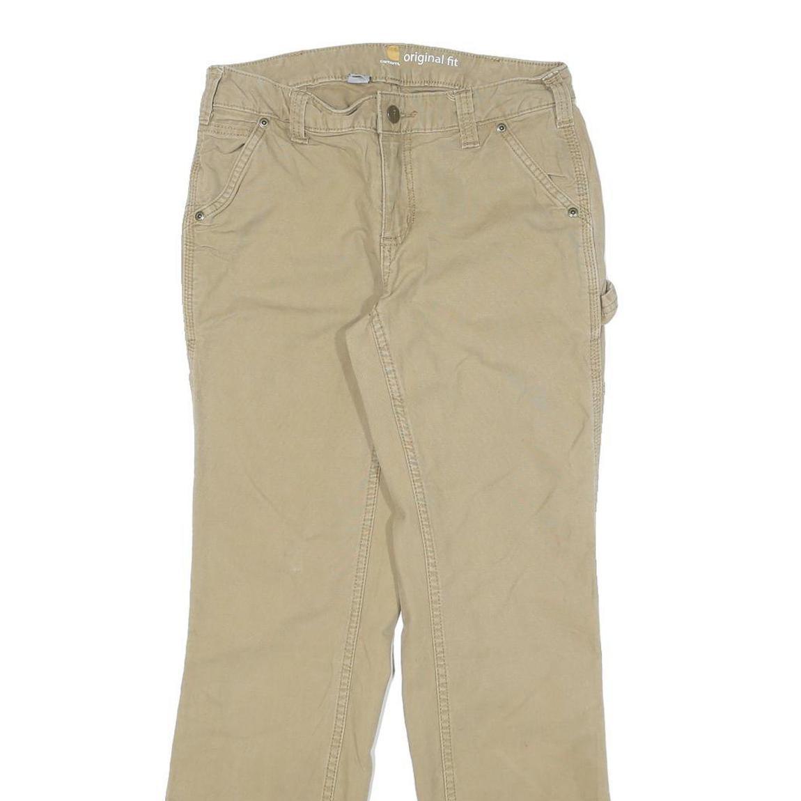 CARHARTT Womens Cotton Blend Beige Regular Fit Straight Leg Trousers W26 L29
