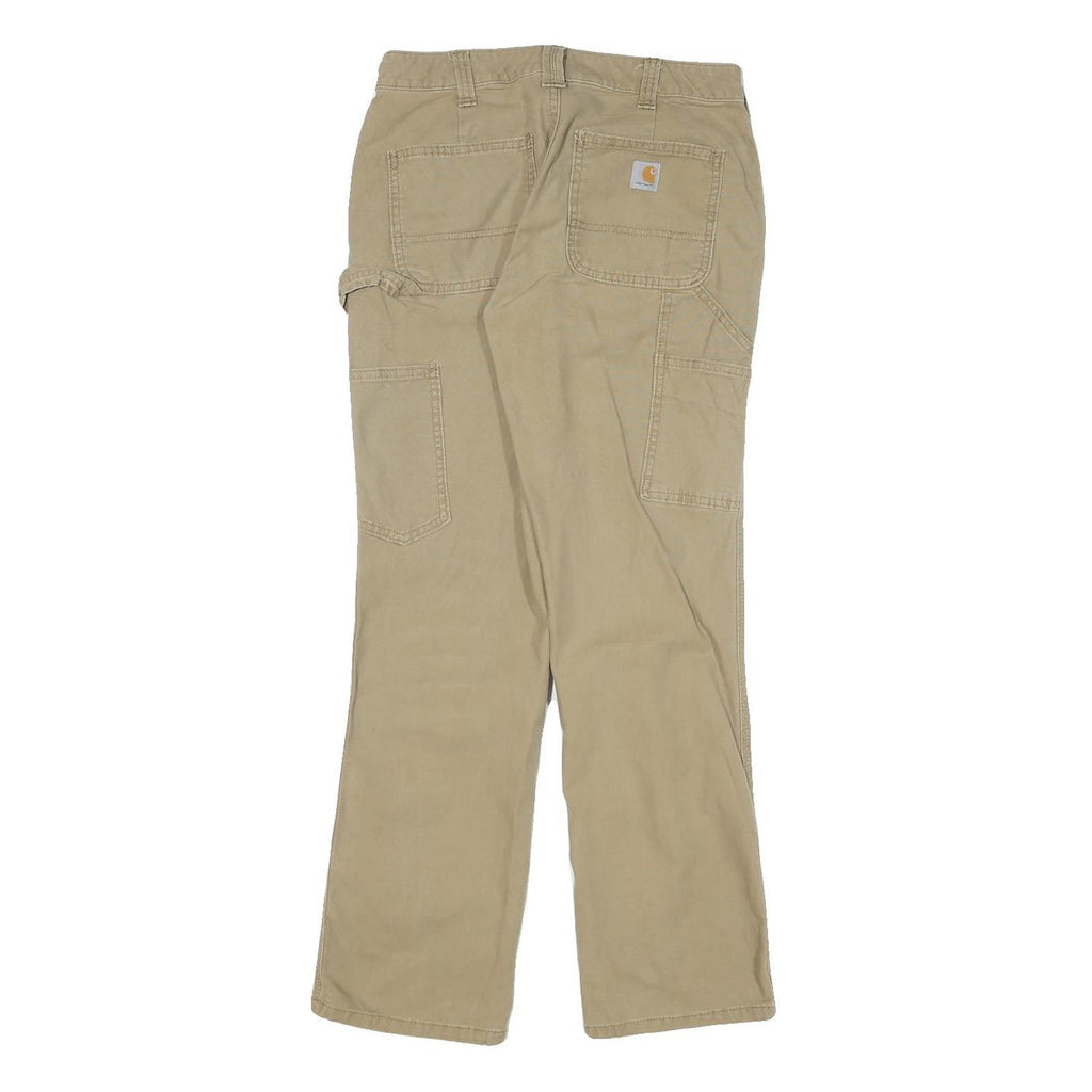CARHARTT Womens Cotton Blend Beige Regular Fit Straight Leg Trousers W26 L29
