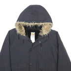 CARHARTT Mens Black Hooded Bomber Jacket S Polyester Warm Workwear Zip