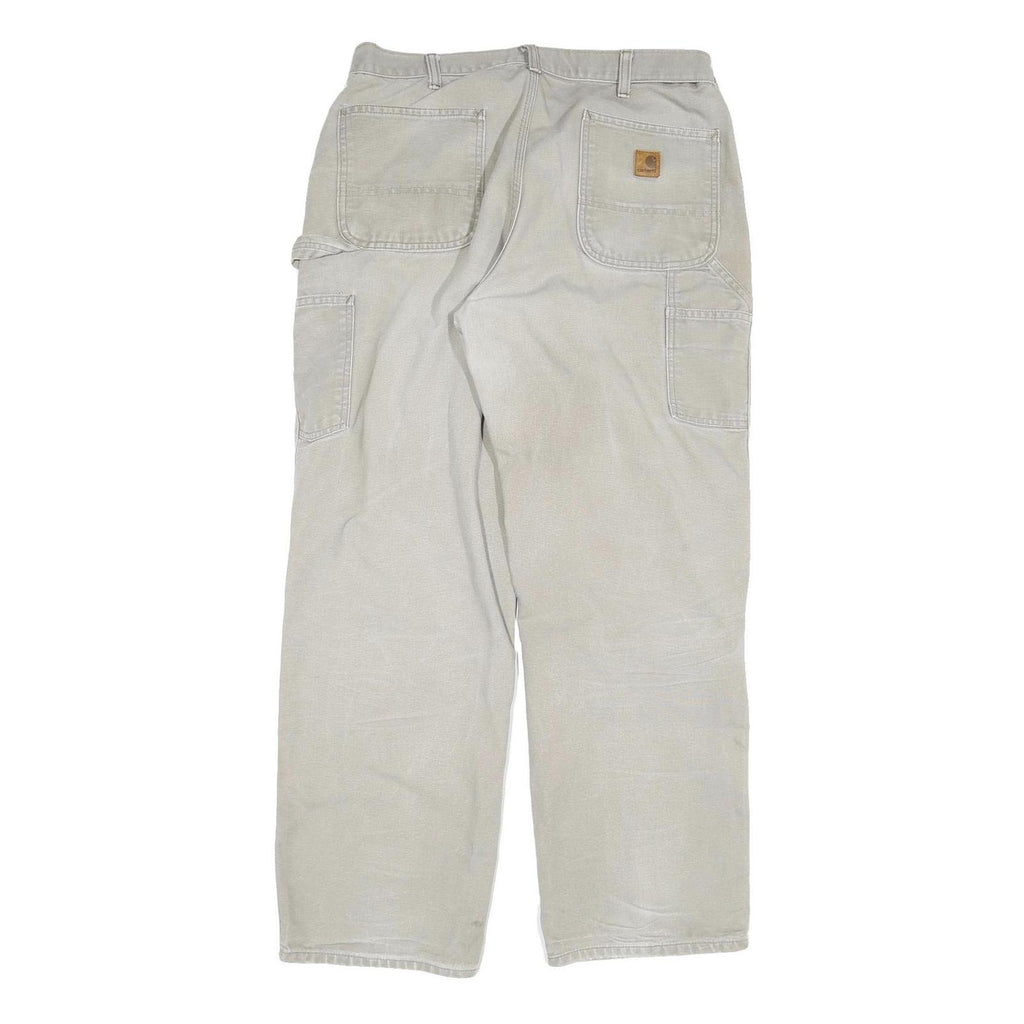 CARHARTT Mens Cotton Beige Regular Fit Straight Leg Trousers W36 L32 Durable