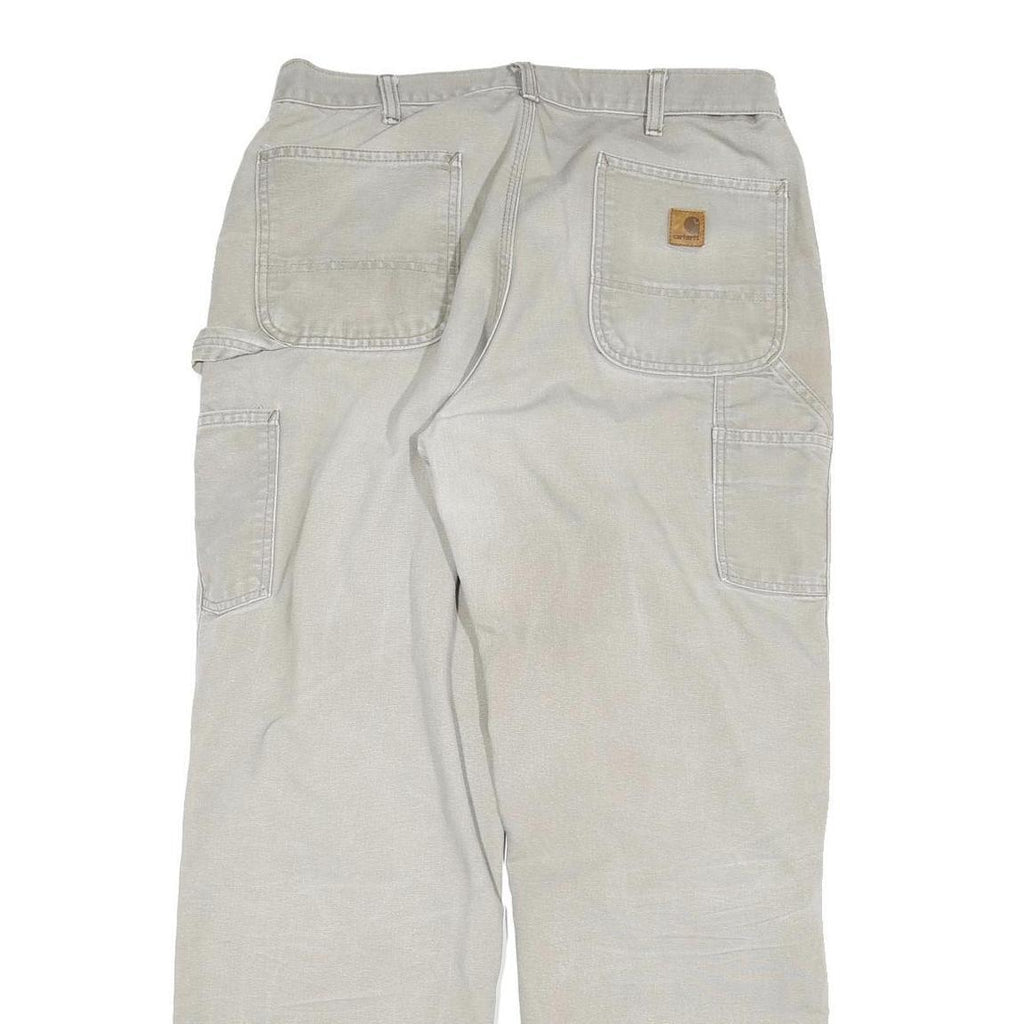 CARHARTT Mens Cotton Beige Regular Fit Straight Leg Trousers W36 L32 Durable