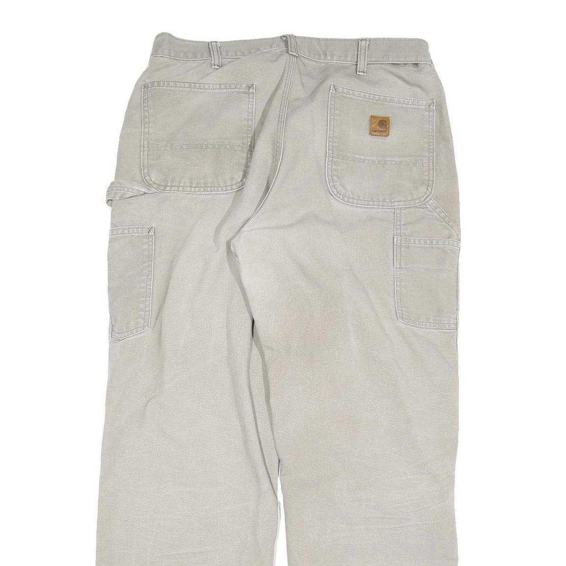 CARHARTT Mens Cotton Beige Regular Fit Straight Leg Trousers W36 L32 Durable