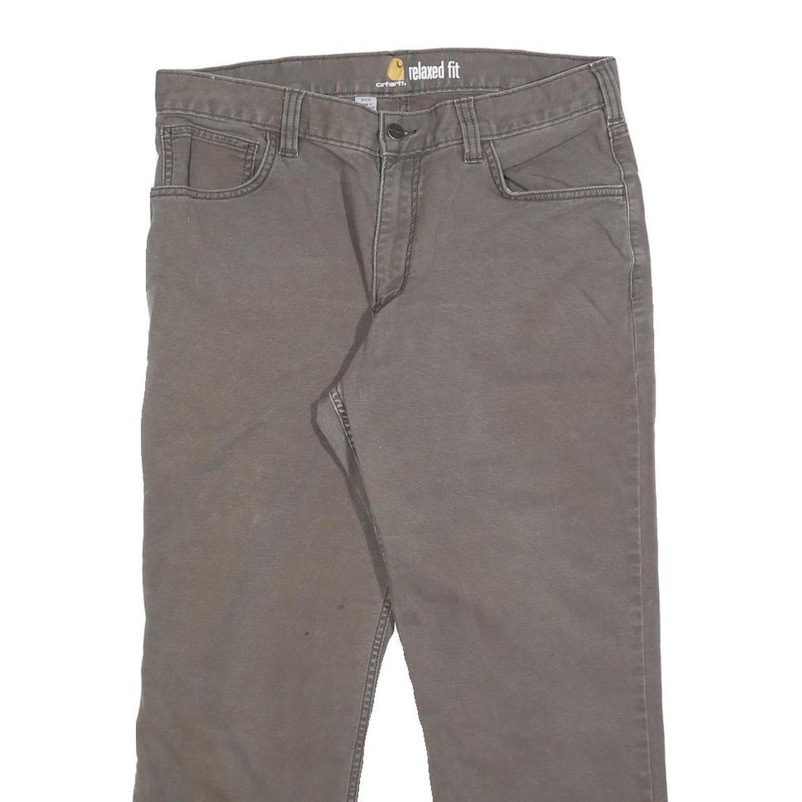 CARHARTT Mens Cotton Blend Brown Relaxed Straight Trousers W34 L25 Workwear
