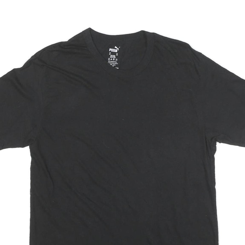 PUMA Mens Black Plain T-Shirt XL Short Sleeve Crew Neck Cotton Blend