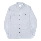 LEVI'S Mens Blue & White Striped Shirt M Cotton Button Front Casual