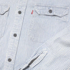 LEVI'S Mens Blue & White Striped Shirt M Cotton Button Front Casual