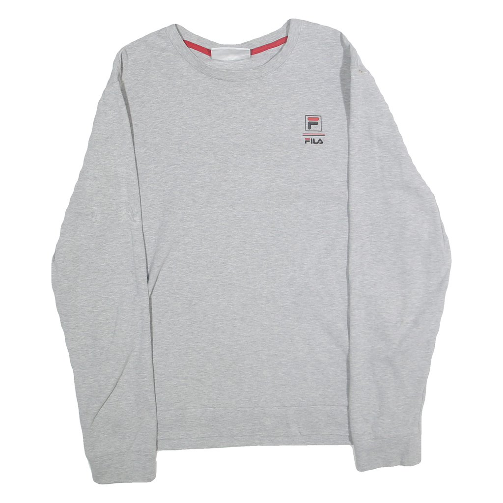 FILA Mens Grey Sweatshirt Crew Neck M Cotton Blend Pullover Logo Graphic