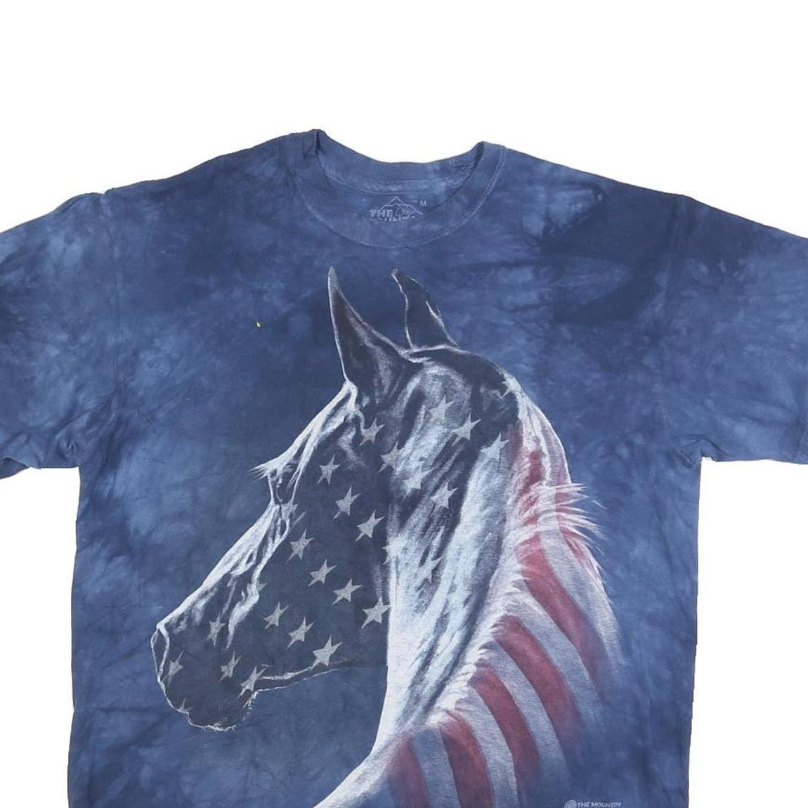 THE MOUNTAIN Mens Blue Graphic T-Shirt M Short Sleeve Crew Neck Cotton Blend