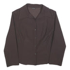 RIANI Womens Brown Shirt Long Sleeve V Neck Button M Elegant Sophisticated