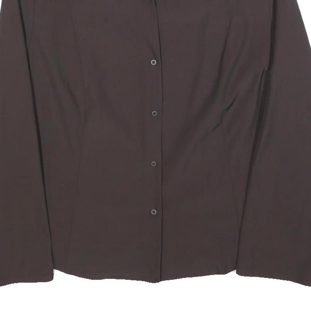 RIANI Womens Brown Shirt Long Sleeve V Neck Button M Elegant Sophisticated