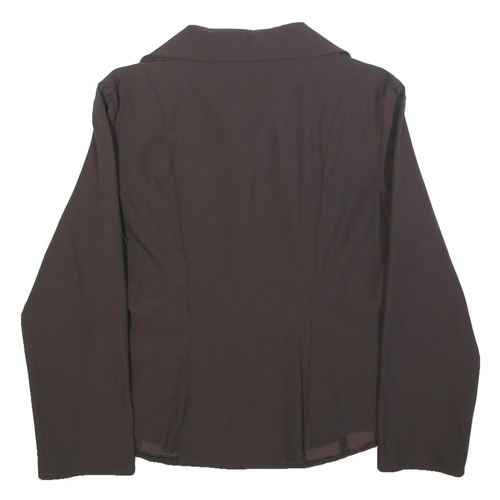 RIANI Womens Brown Shirt Long Sleeve V Neck Button M Elegant Sophisticated