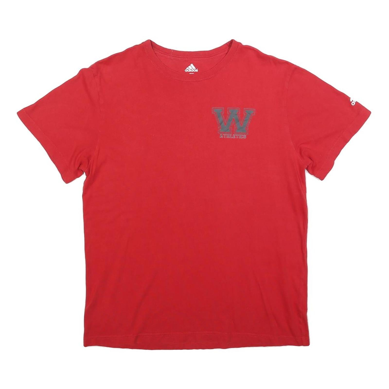 ADIDAS Womens Red W Athletics Graphic T-Shirt XL Short Sleeve Crew Neck Casual