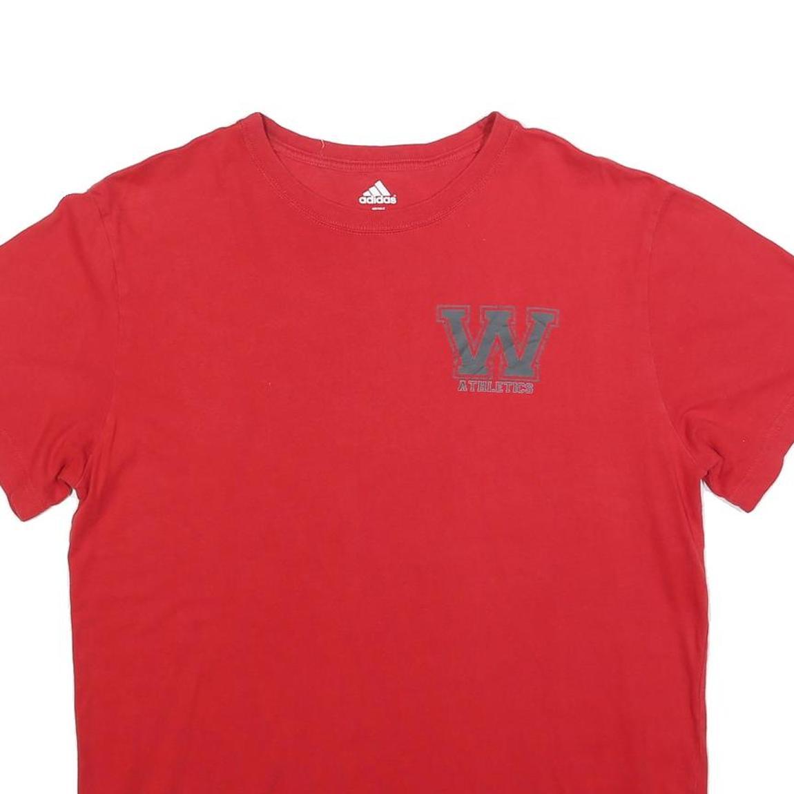 ADIDAS Womens Red W Athletics Graphic T-Shirt XL Short Sleeve Crew Neck Casual