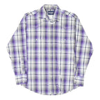 WRANGLER Mens Purple & White Check Shirt M Western Long Sleeve Button Fastening