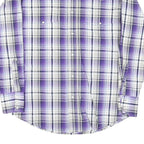 WRANGLER Mens Purple & White Check Shirt M Western Long Sleeve Button Fastening