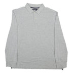 NAUTICA Mens Grey Long Sleeve Plain L Cotton Polo Shirt Classic Fit