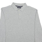 NAUTICA Mens Grey Long Sleeve Plain L Cotton Polo Shirt Classic Fit