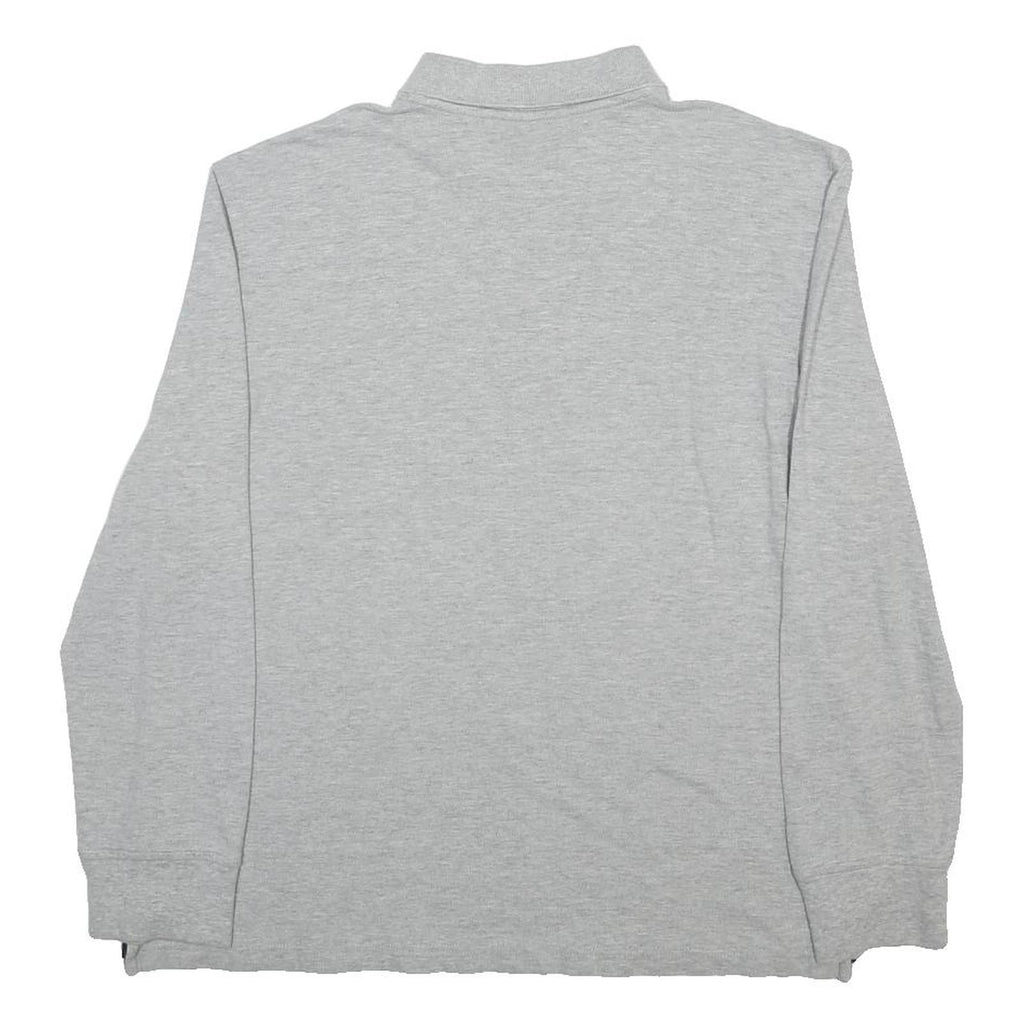 NAUTICA Mens Grey Long Sleeve Plain L Cotton Polo Shirt Classic Fit