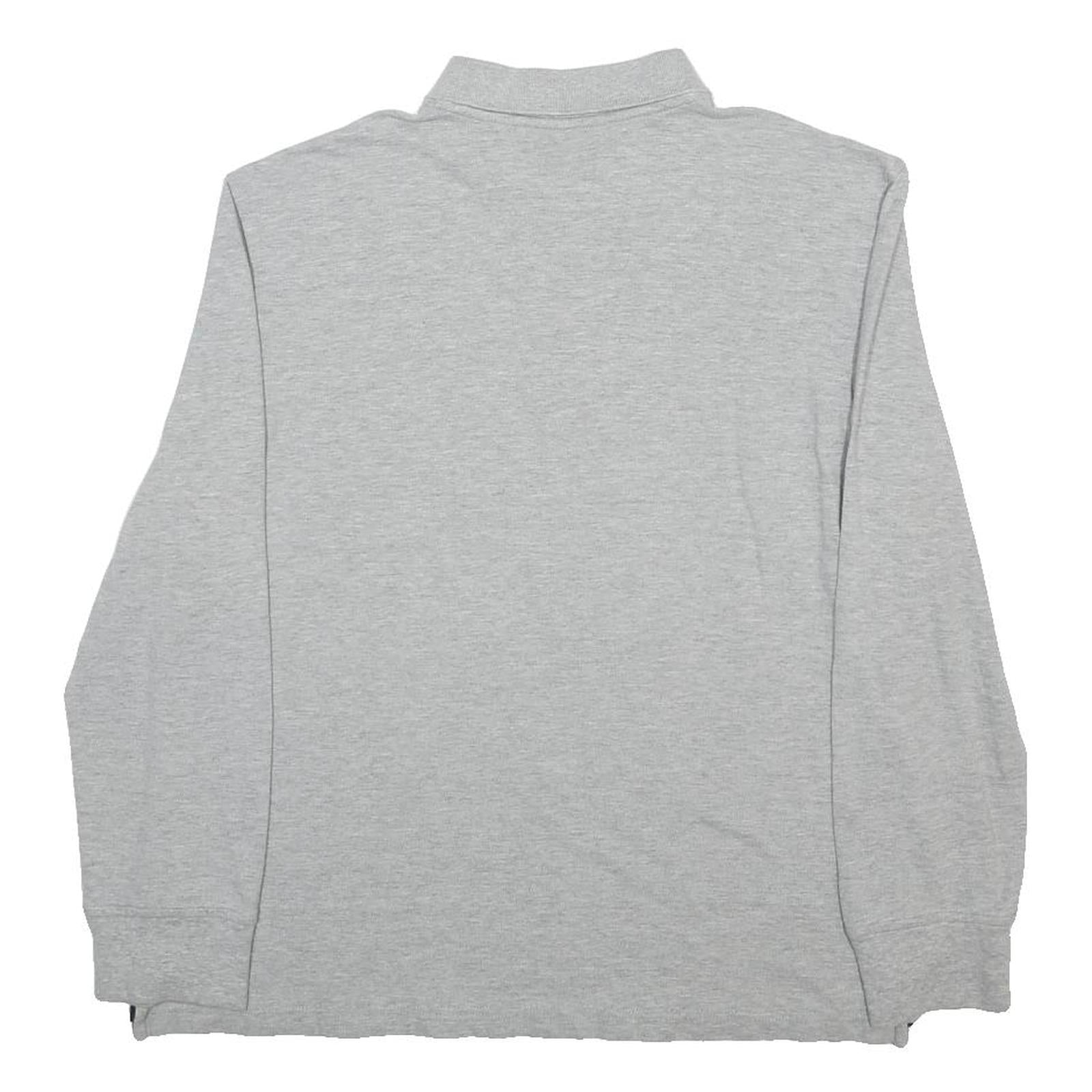 NAUTICA Mens Grey Long Sleeve Plain L Cotton Polo Shirt Classic Fit
