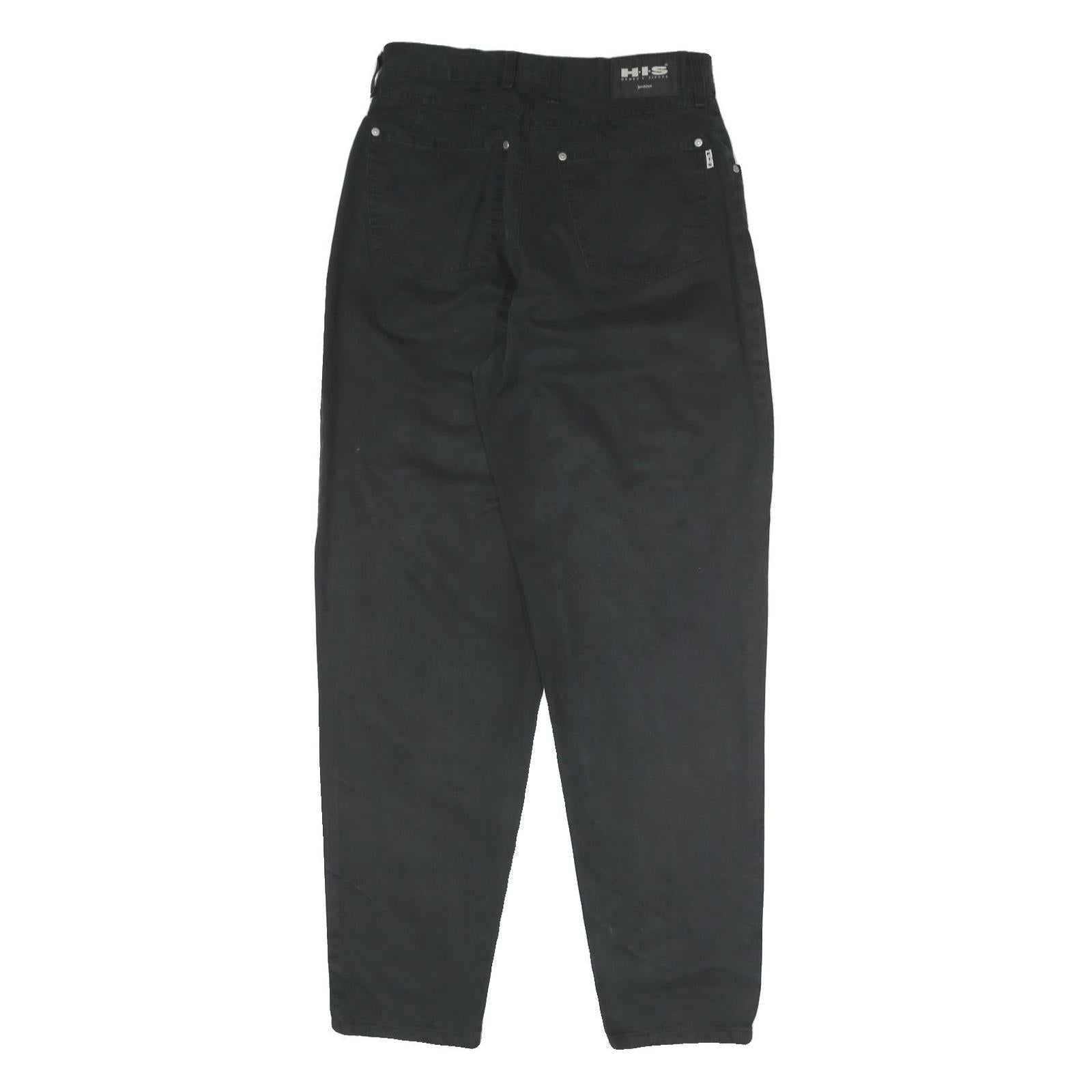 H.I.S Mens Cotton Blend Black Regular Fit Zip Trousers W30 L31 Classic Casual