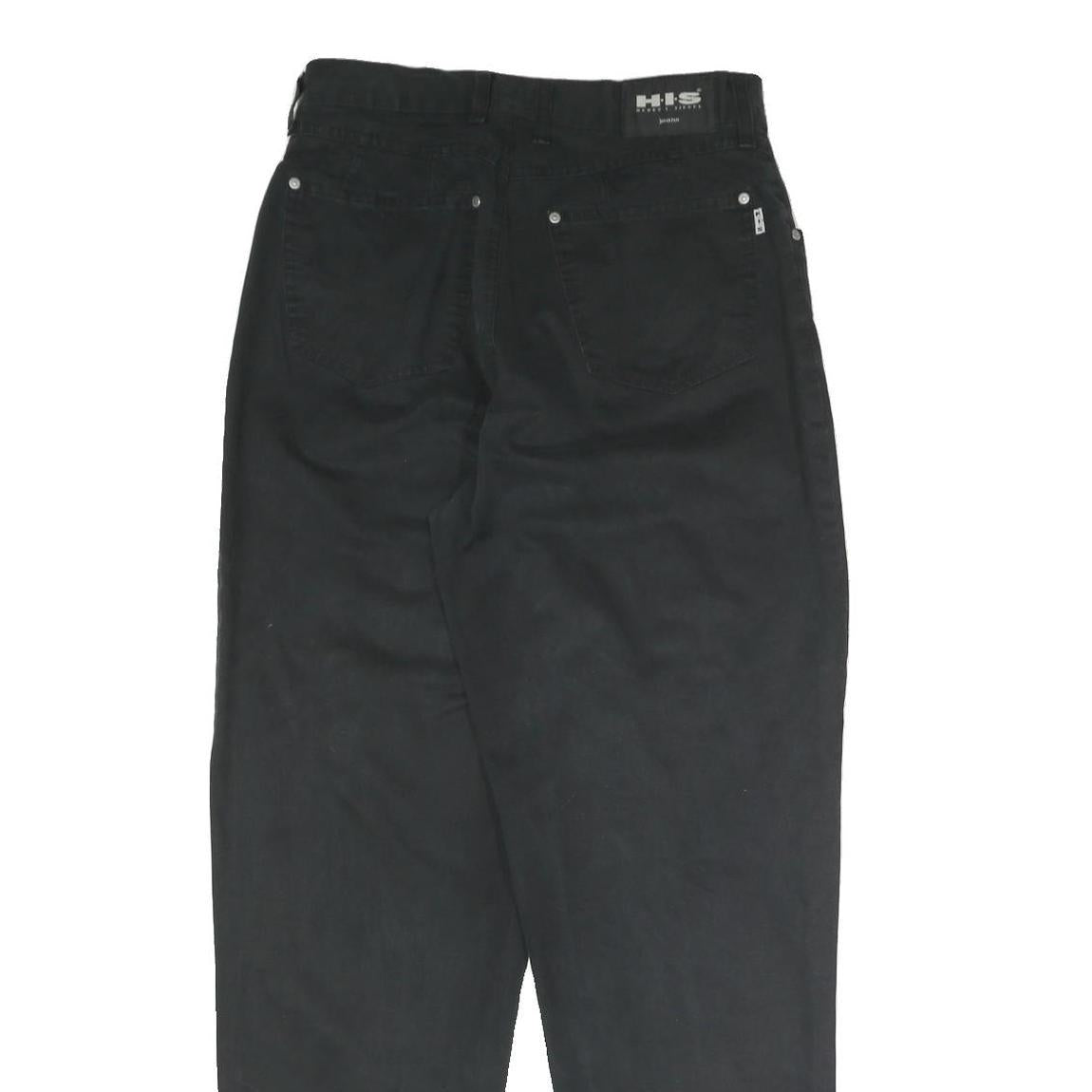 H.I.S Mens Cotton Blend Black Regular Fit Zip Trousers W30 L31 Classic Casual