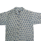 VOLARE Mens Blue Patterned Cotton Shirt M Short Sleeve Casual