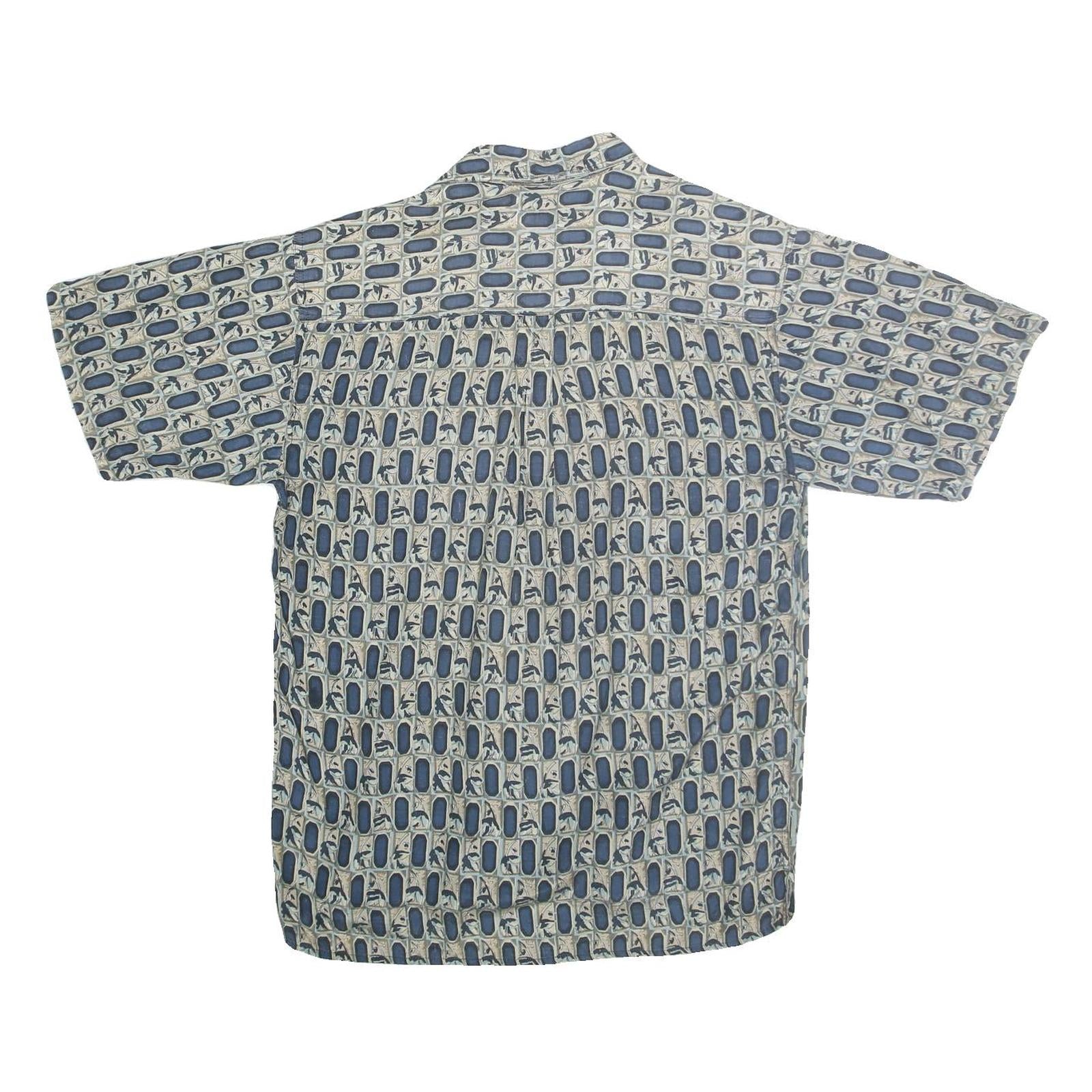 VOLARE Mens Blue Patterned Cotton Shirt M Short Sleeve Casual