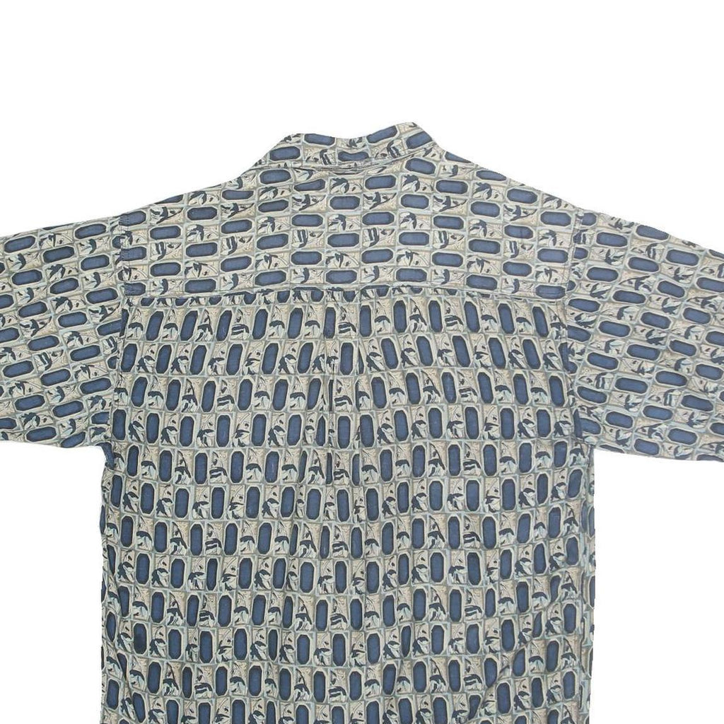 VOLARE Mens Blue Patterned Cotton Shirt M Short Sleeve Casual
