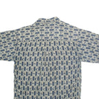 VOLARE Mens Blue Patterned Cotton Shirt M Short Sleeve Casual