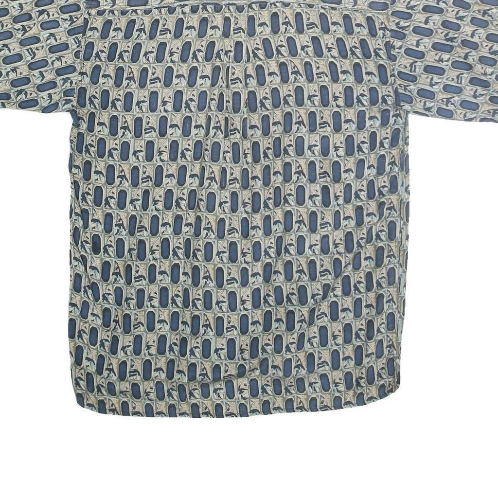 VOLARE Mens Blue Patterned Cotton Shirt M Short Sleeve Casual