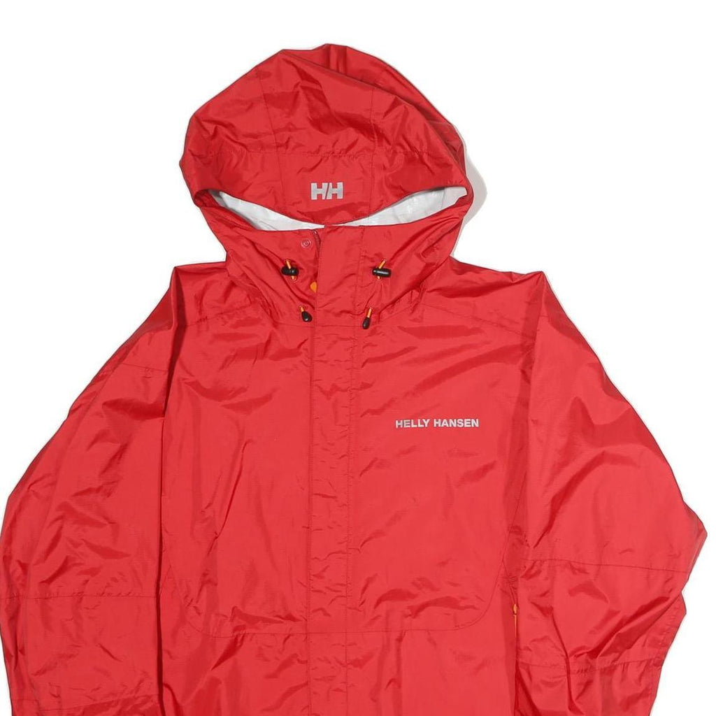 HELLY HANSEN Womens Red Outdoor Jacket L Polyester Zip Hooded Plain Lightweight