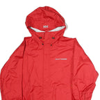 HELLY HANSEN Womens Red Outdoor Jacket L Polyester Zip Hooded Plain Lightweight