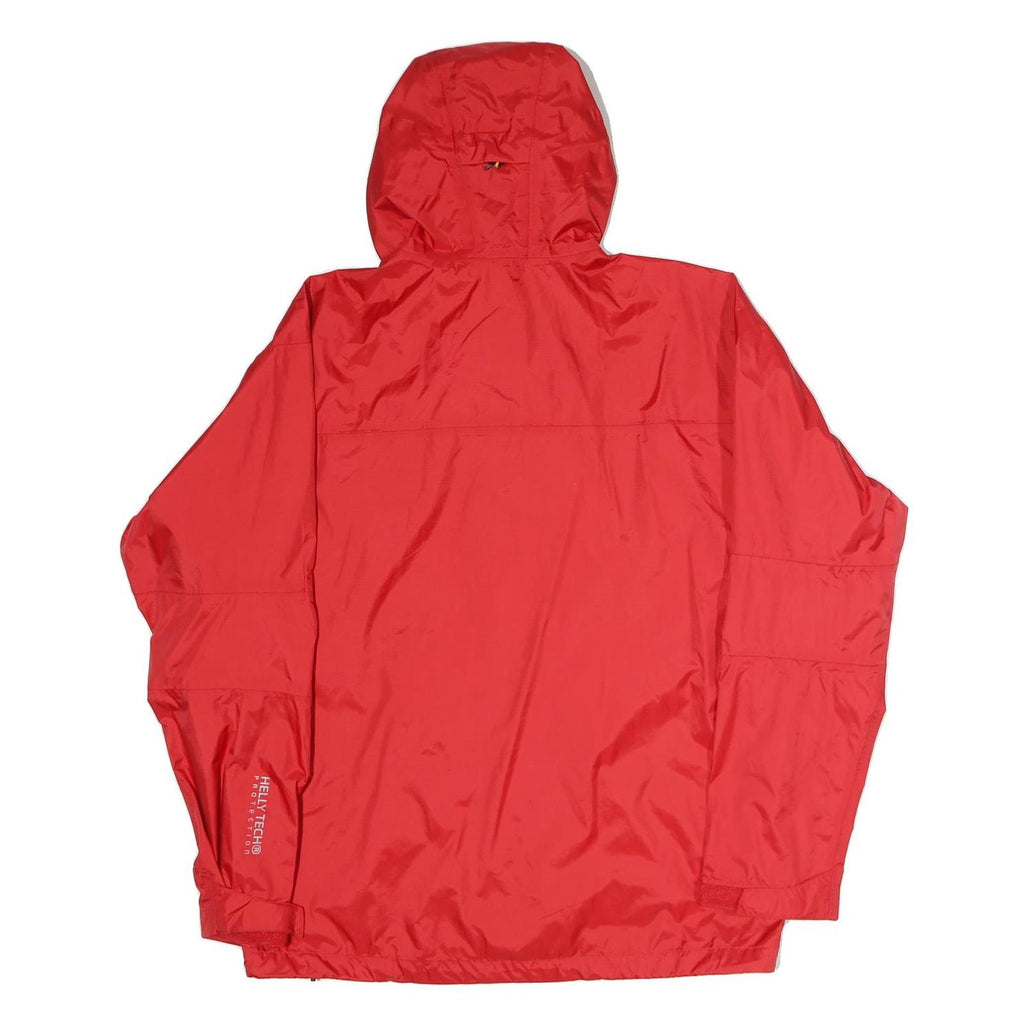 HELLY HANSEN Womens Red Outdoor Jacket L Polyester Zip Hooded Plain Lightweight