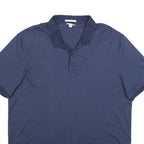 CALVIN KLEIN Mens Blue Short Sleeve Striped Polo Shirt XL Cotton Blend Casual