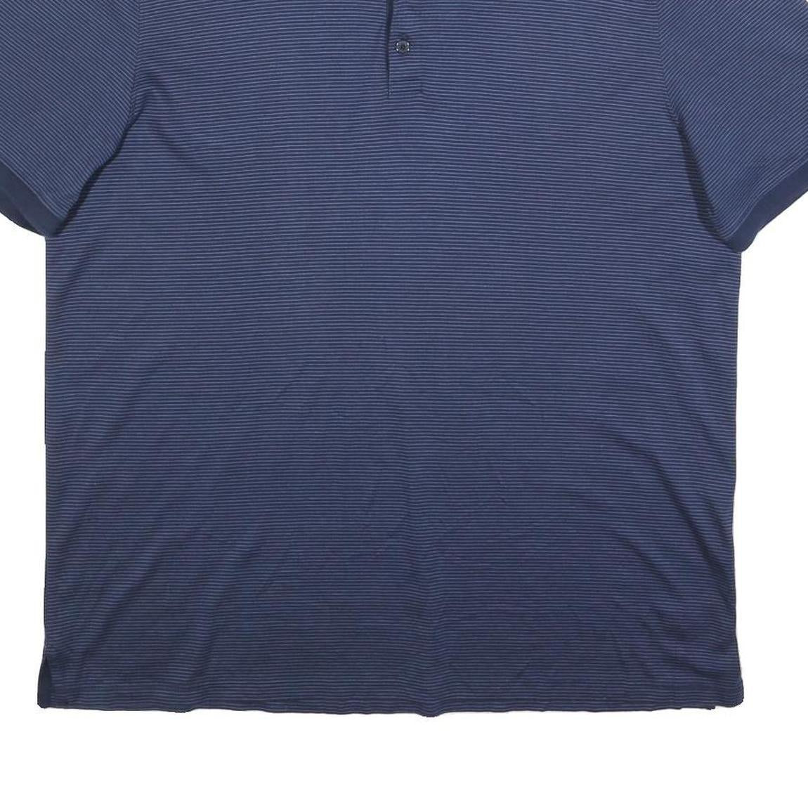 CALVIN KLEIN Mens Blue Short Sleeve Striped Polo Shirt XL Cotton Blend Casual