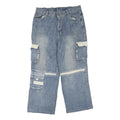 Mens Blue Cargo Regular Fit Cotton Blend Zip Denim Jeans W34 L25 Workwear
