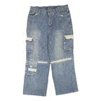 Mens Blue Cargo Regular Fit Cotton Blend Zip Denim Jeans W34 L25 Workwear