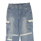 Mens Blue Cargo Regular Fit Cotton Blend Zip Denim Jeans W34 L25 Workwear