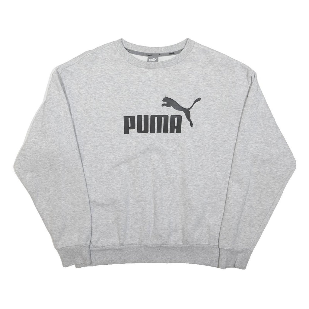 PUMA Womens Grey Cotton Blend Crew Neck Sweatshirt M Classic Logo Casual
