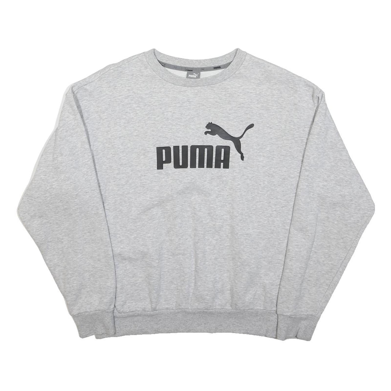 PUMA Womens Grey Cotton Blend Crew Neck Sweatshirt M Classic Logo Casual