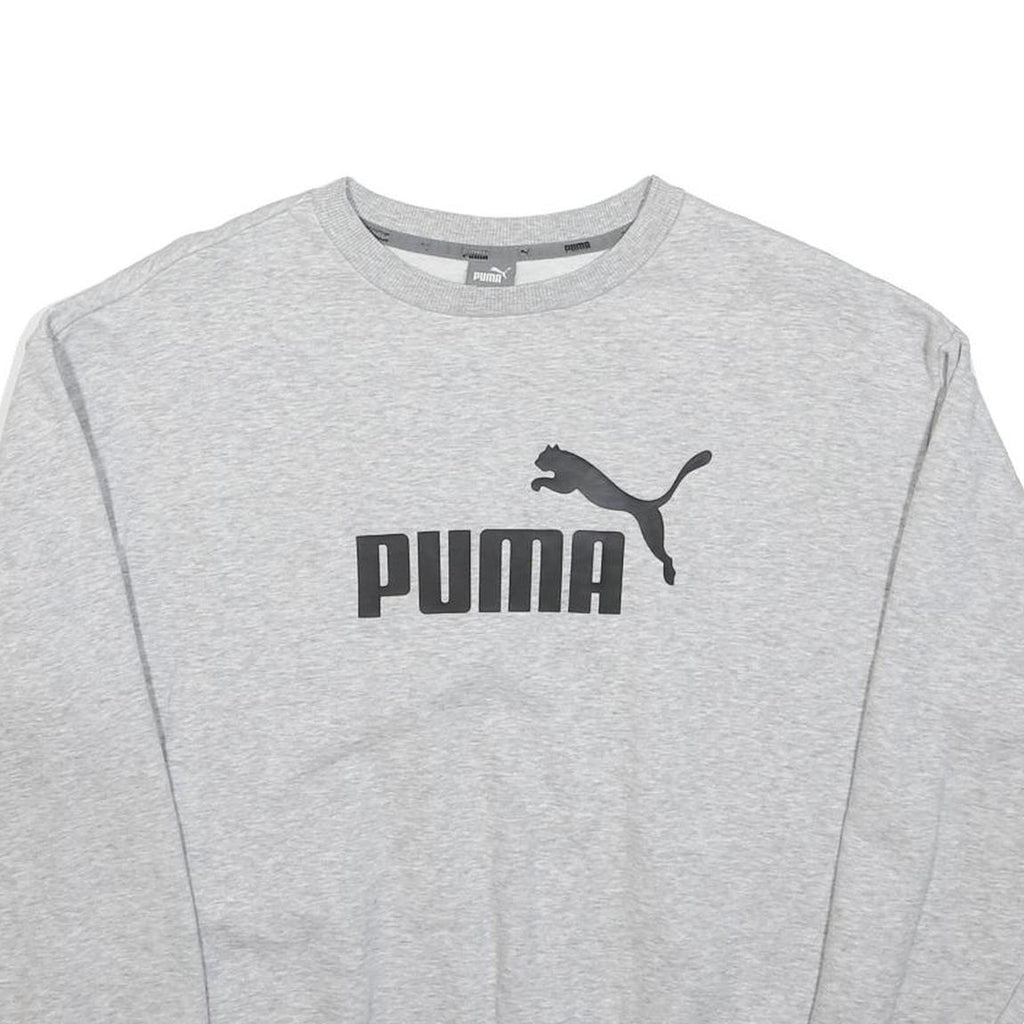 PUMA Womens Grey Cotton Blend Crew Neck Sweatshirt M Classic Logo Casual