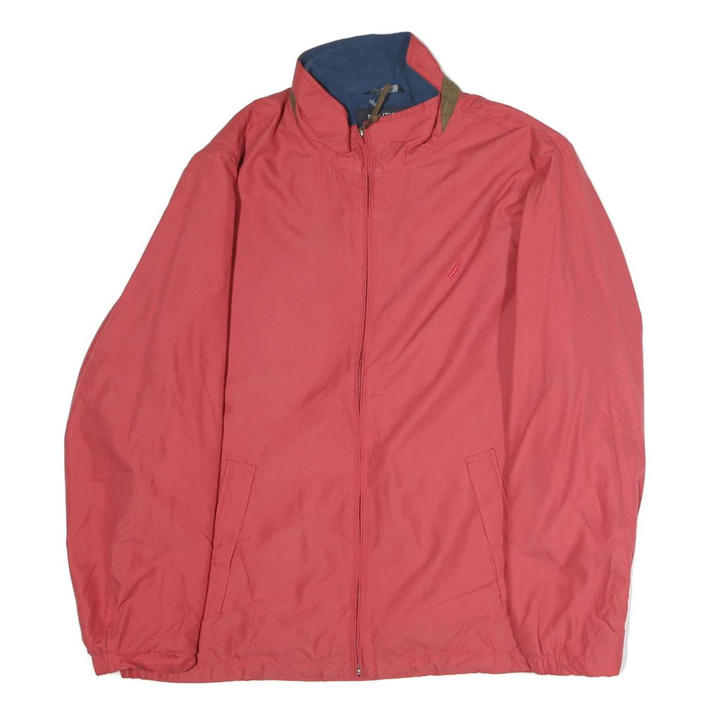 NAUTICA Mens Red Cotton Blend Zip Jacket XL Plain Lightweight Casual