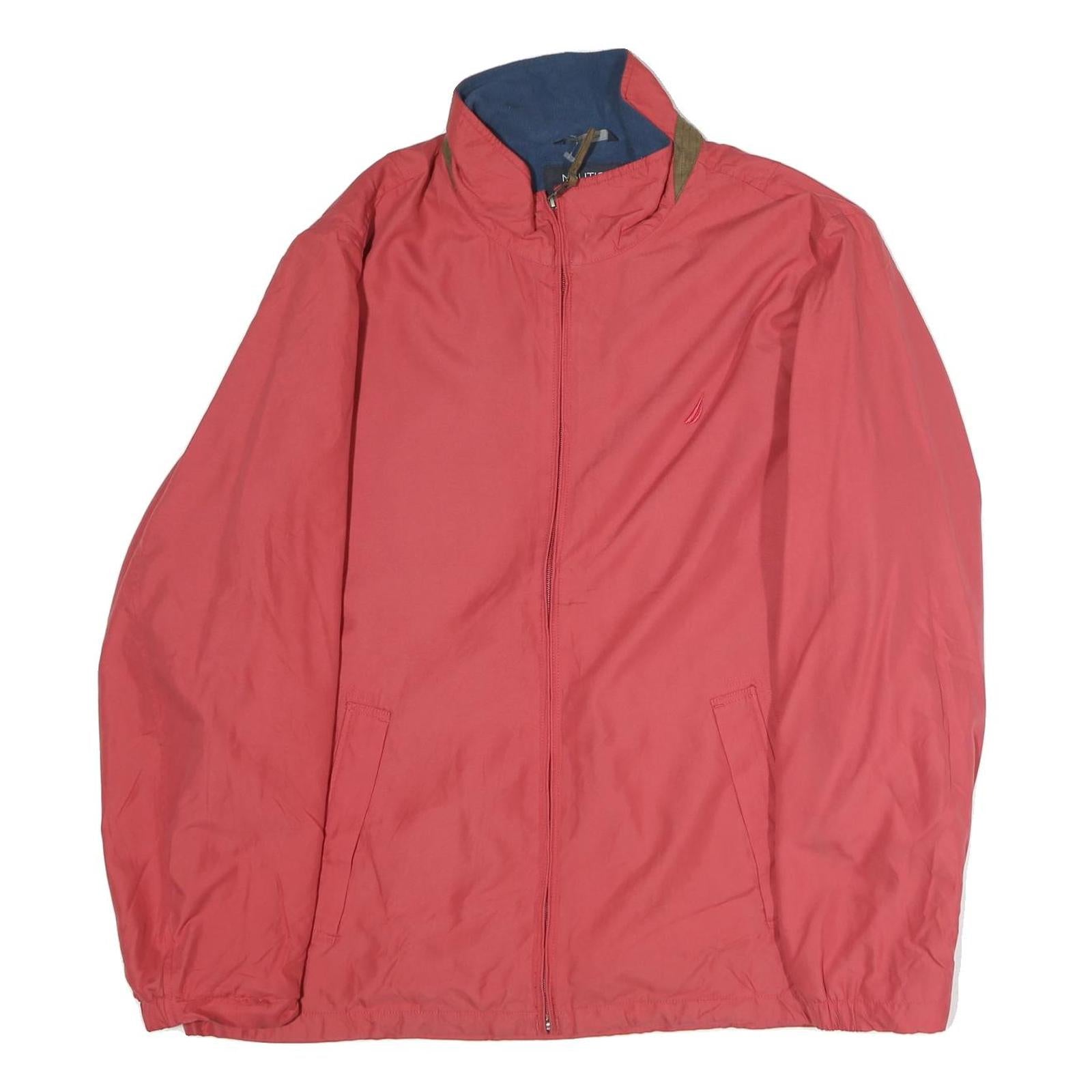 NAUTICA Mens Red Cotton Blend Zip Jacket XL Plain Lightweight Casual