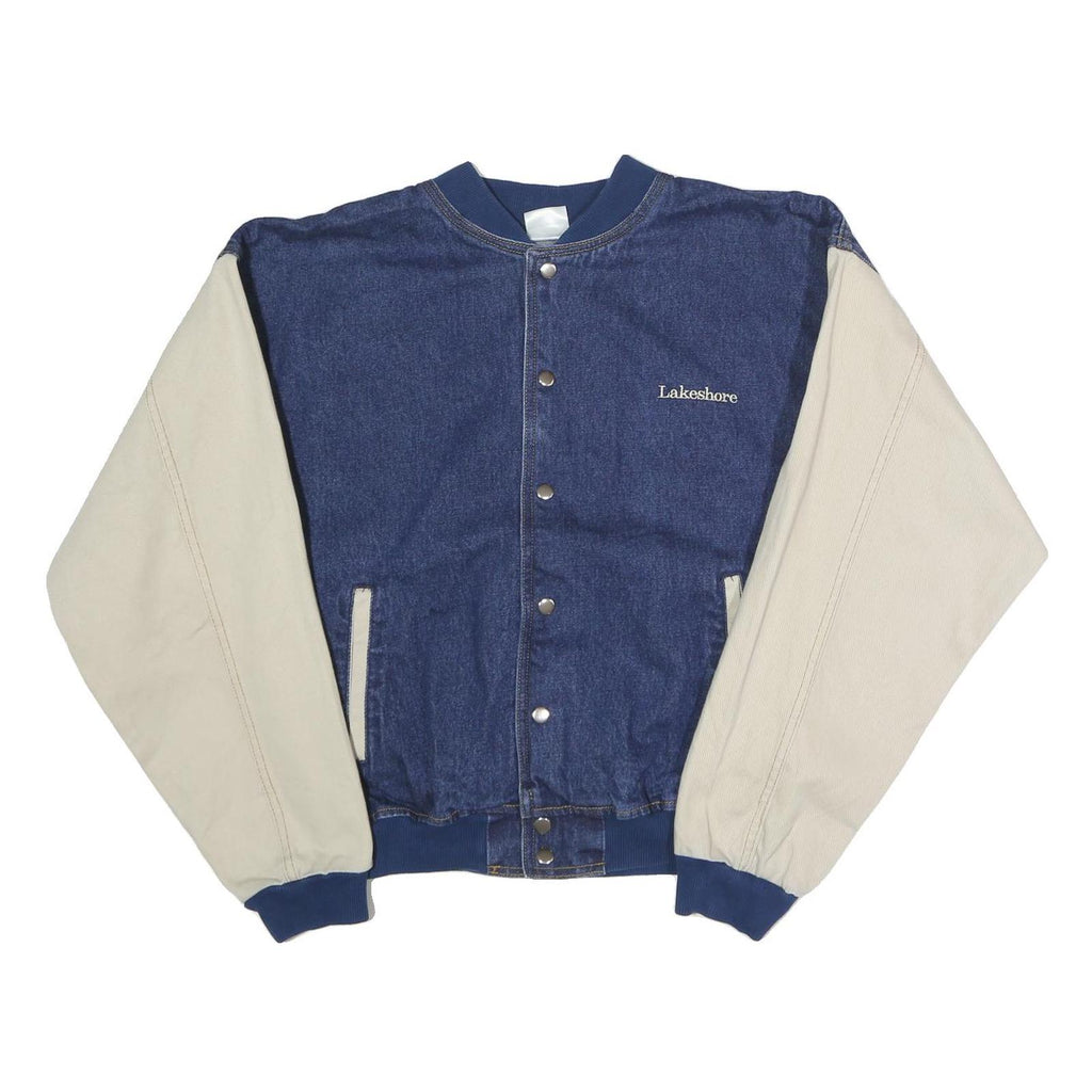 JII Mens Blue & Beige Lakeshore Button Cotton Denim Jacket L Casual Outerwear