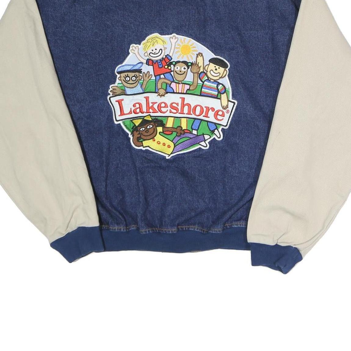 JII Mens Blue & Beige Lakeshore Button Cotton Denim Jacket L Casual Outerwear