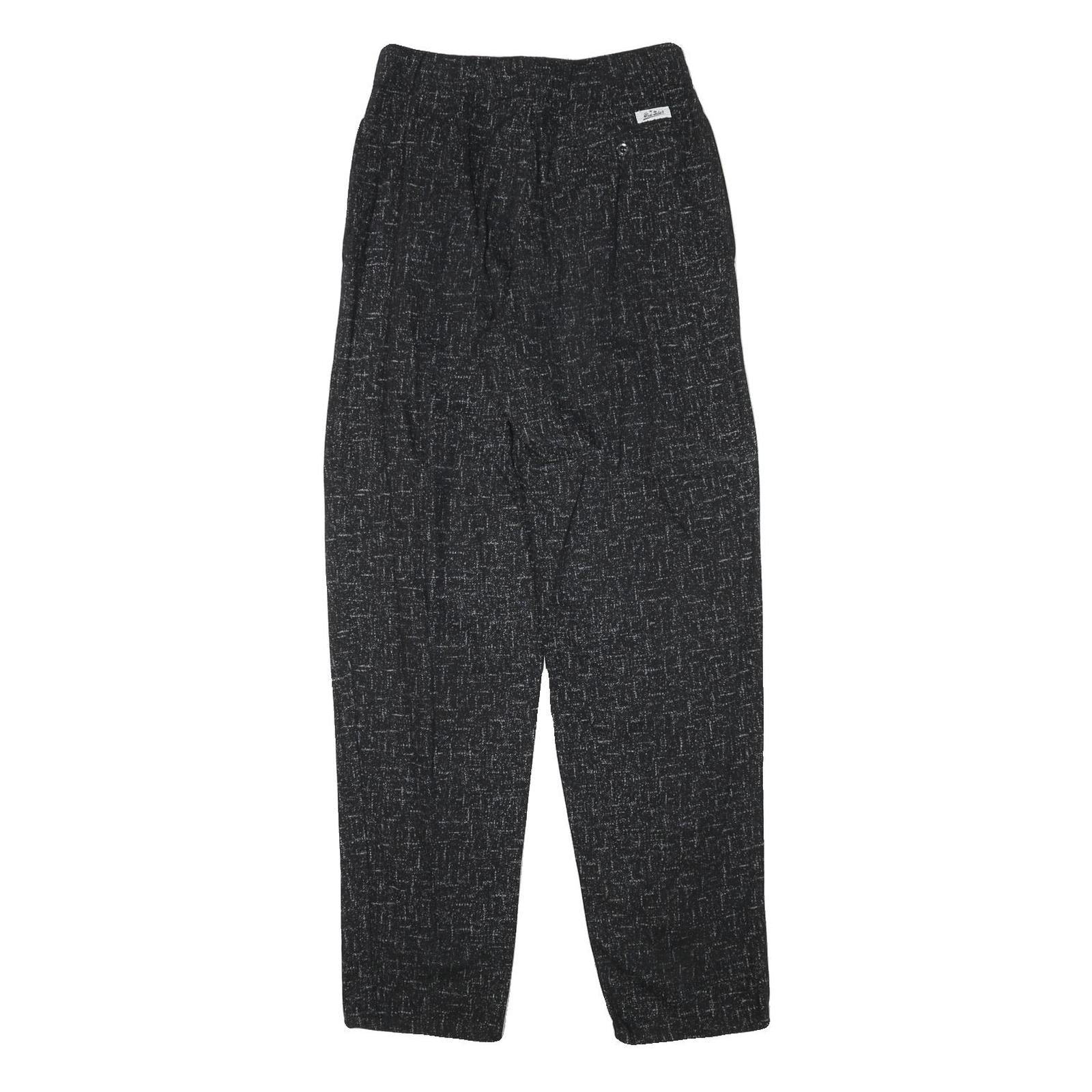 BIG STAR Mens Relaxed Black Cotton Blend Trousers W27 L32 Textured Casual Zip